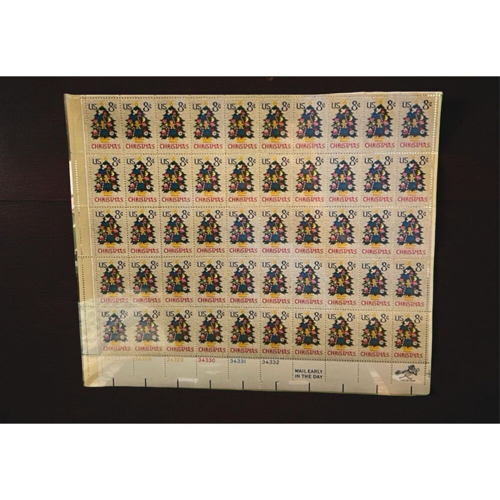 MNH 1973 Scott #1508 Christmas Needlepoint 8 Cent Stamp Sheet of 50 Stamps
